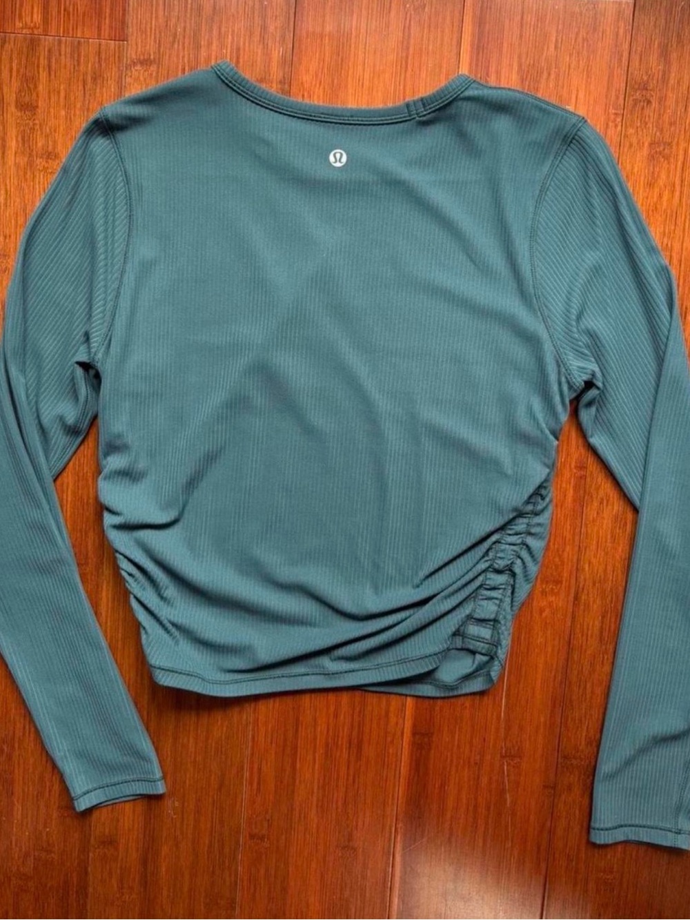 lululemon athletica Teal Ribbed Long-Sleeve Top with Side Ruching